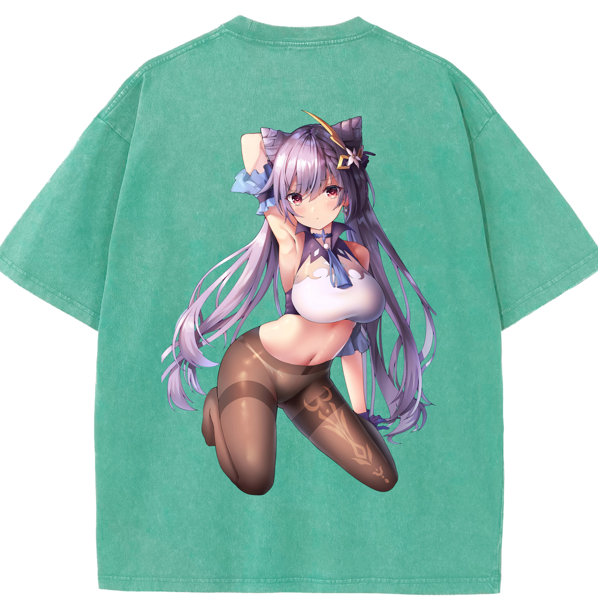 げんし神 刻晴 こくせい genshin Kokusei 綿100% ヴィンテージ風 半袖Tシャツ（背面プリント）